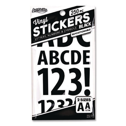 Poster And Bulletin Board Vinyl Letters And Numbers, 1" Tall Letters, 2" Tall Numbers, Black Characters, 250/pack