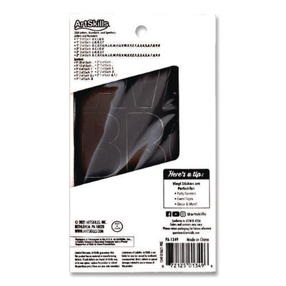 Poster And Bulletin Board Vinyl Letters And Numbers, 1" Tall Letters, 2" Tall Numbers, Black Characters, 250/pack