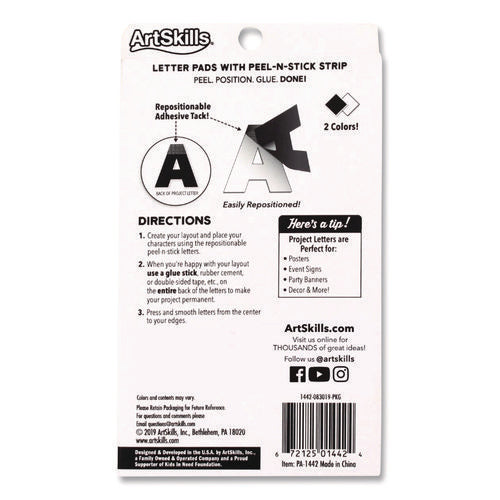 Black And White Poster Letters And Numbers, 10" Tall, Assorted Character Colors, 310/pack