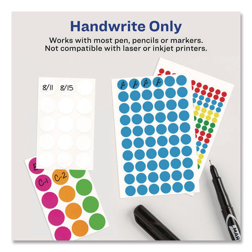 Handwrite Only Self-adhesive Removable Round Color-coding Labels, 0.5" Dia, Neon Green, 60/sheet, 14 Sheets/pack, (5052)