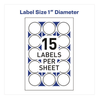 Printable Mailing Seals, 1" Dia, White, 15/sheet, 40 Sheets/pack, (5247)
