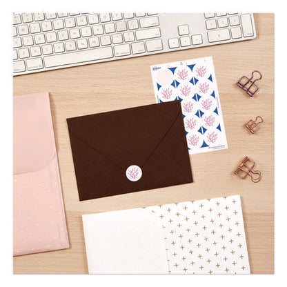 Printable Mailing Seals, 1" Dia, White, 15/sheet, 40 Sheets/pack, (5247)