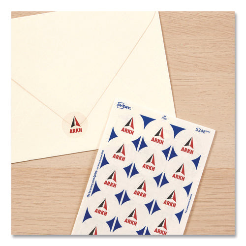 Printable Mailing Seals, 1" Dia, Clear, 15/sheet, 32 Sheets/pack, (5248)