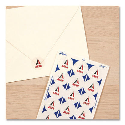 Printable Mailing Seals, 1" Dia, Clear, 15/sheet, 32 Sheets/pack, (5248)