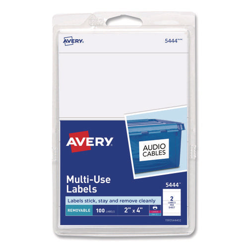 Removable Multi-use Labels, Inkjet/laser Printers, 2 X 4, White, 2/sheet, 50 Sheets/pack, (5444)