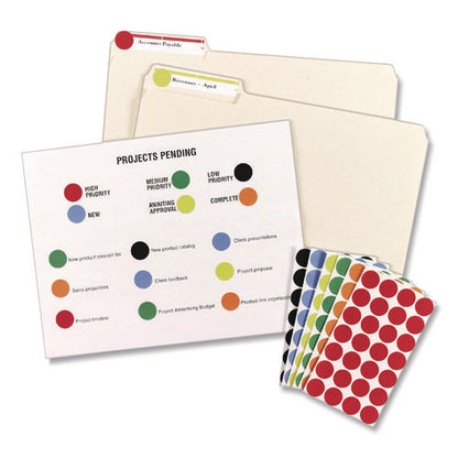 Handwrite Only Self-adhesive Removable Round Color-coding Labels, 0.75" Dia, Black, 28/sheet, 36 Sheets/pack, (5459)