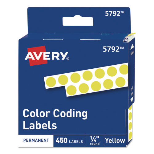 Handwrite-only Permanent Self-adhesive Round Color-coding Labels In Dispensers, 0.25" Dia, Yellow, 450/roll, (5792)