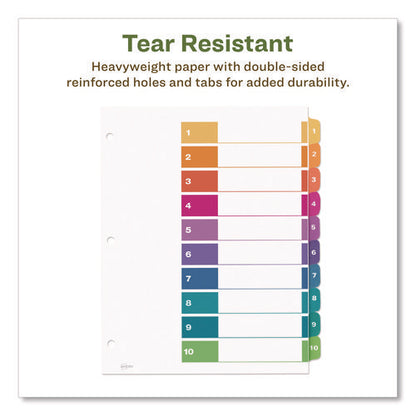 Customizable Table Of Contents Ready Index Dividers With Multicolor Tabs, 10-tab, 1 To 10, 11 X 8.5, White, 3 Sets