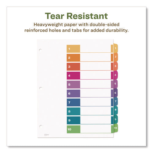 Customizable Table Of Contents Ready Index Dividers With Multicolor Tabs, 10-tab, 1 To 10, 11 X 8.5, White, 3 Sets