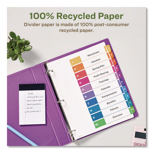 Customizable Table Of Contents Ready Index Dividers With Multicolor Tabs, 10-tab, 1 To 10, 11 X 8.5, White, 3 Sets