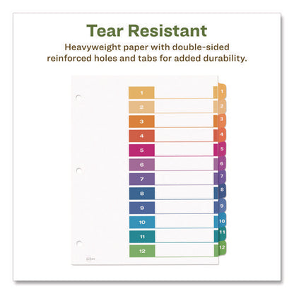Customizable Table Of Contents Ready Index Dividers With Multicolor Tabs, 12-tab, 1 To 12, 11 X 8.5, White, 3 Sets