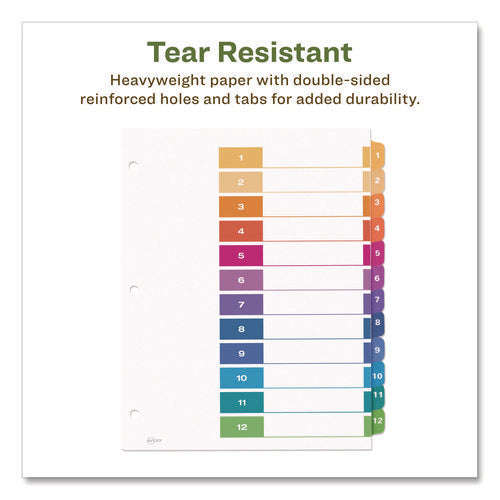 Customizable Table Of Contents Ready Index Dividers With Multicolor Tabs, 12-tab, 1 To 12, 11 X 8.5, White, 3 Sets