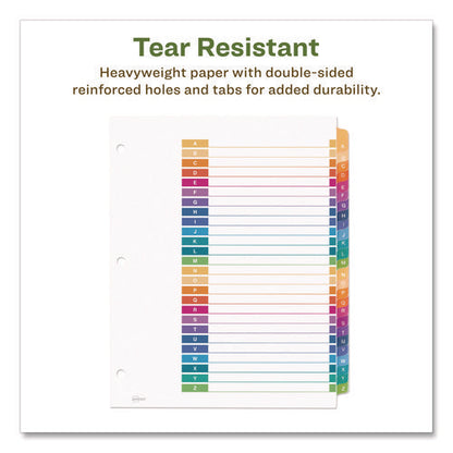 Customizable Table Of Contents Ready Index Dividers With Multicolor Tabs, 26-tab, A To Z, 11 X 8.5, White, 1 Set
