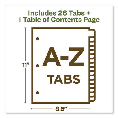 Customizable Table Of Contents Ready Index Dividers With Multicolor Tabs, 26-tab, A To Z, 11 X 8.5, White, 1 Set