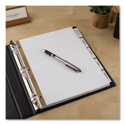 Insertable Big Tab Dividers, 5-tab, Double-sided Gold Edge Reinforcing, 11 X 8.5, White, Clear Tabs, 1 Set