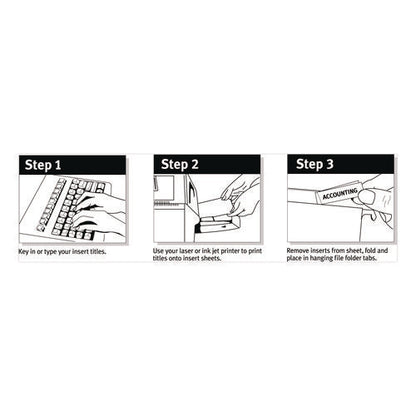 Tabs Inserts For Hanging File Folders, 1/5-cut, White, 2" Wide, 100/pack