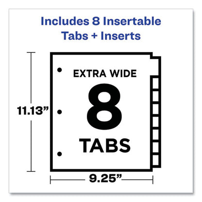 Insertable Big Tab Dividers, 8-tab, 11.13 X 9.25, White, Clear Tabs, 1 Set