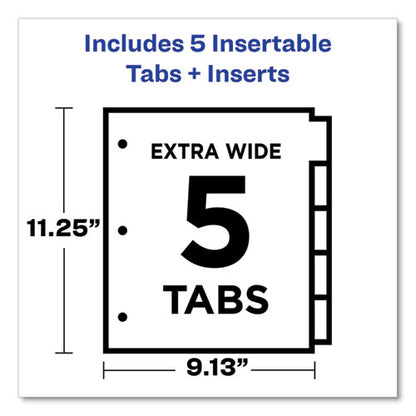 Insertable Dividers W/single Pockets, 5-tab, 11.25 X 9.13, White, 1 Set
