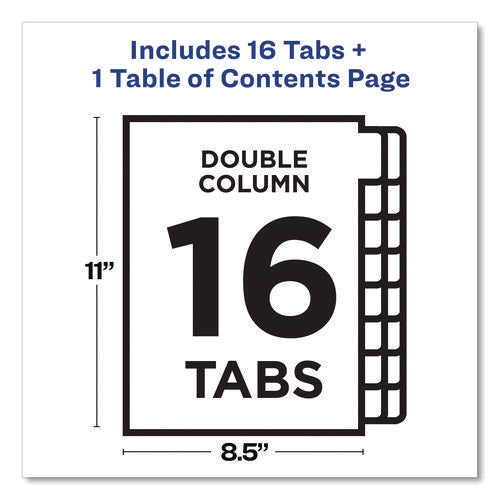 Customizable Toc Ready Index Double Column Multicolor Tab Dividers, 16-tab, 1 To 16, 11 X 8.5, White, 1 Set