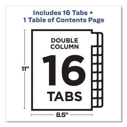 Customizable Toc Ready Index Double Column Multicolor Tab Dividers, 16-tab, 1 To 16, 11 X 8.5, White, 1 Set