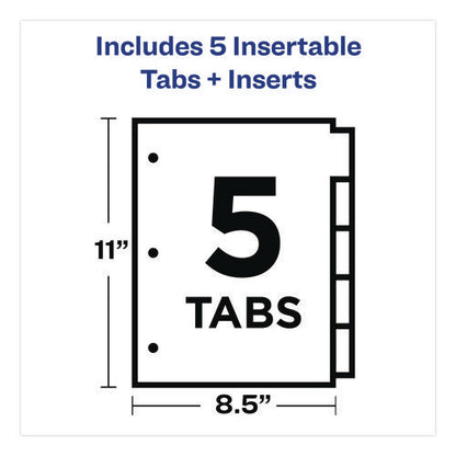 Plastic Insertable Dividers, 5-tab, 11 X 8.5, Assorted Tabs, 1 Set