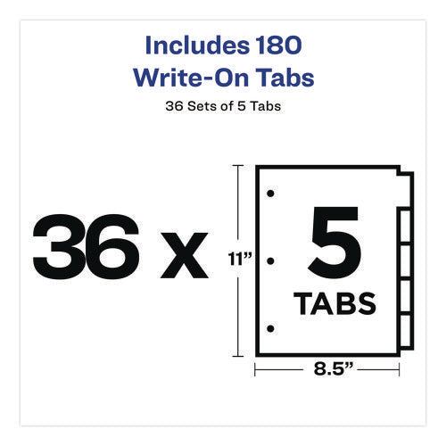 Write And Erase Plain-tab Paper Dividers, 5-tab, 11 X 8.5, White, 36 Sets