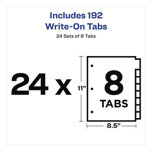 Write And Erase Plain-tab Paper Dividers, 8-tab, 11 X 8.5, White, 24 Sets