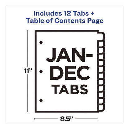 Table 'n Tabs Dividers, 12-tab, Jan. To Dec., 11 X 8.5, White, Assorted Tabs, 1 Set