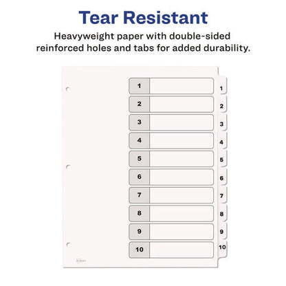 Customizable Table Of Contents Ready Index Black And White Dividers, 10-tab, 1 To 10, 11 X 8.5, White, 6 Sets