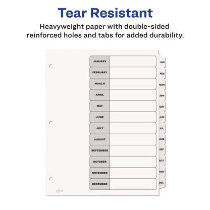 Customizable Table Of Contents Ready Index Black And White Dividers, 12-tab, Jan. To Dec., 11 X 8.5, White, 6 Sets