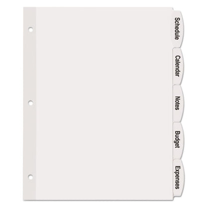 Big Tab Printable White Label Tab Dividers, 5-tab, 11 X 8.5, White, 20 Sets