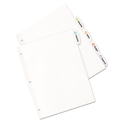 Big Tab Printable White Label Tab Dividers, 5-tab, 11 X 8.5, White, 20 Sets