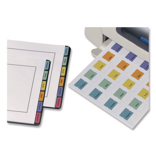 Printable Plastic Tabs With Repositionable Adhesive, 1/5-cut, Assorted Colors, 1.25" Wide, 96/pack