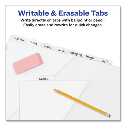 Write And Erase Durable Plastic Dividers With Straight Pocket, 8-tab, 11.13 X 9.25, White, 1 Set