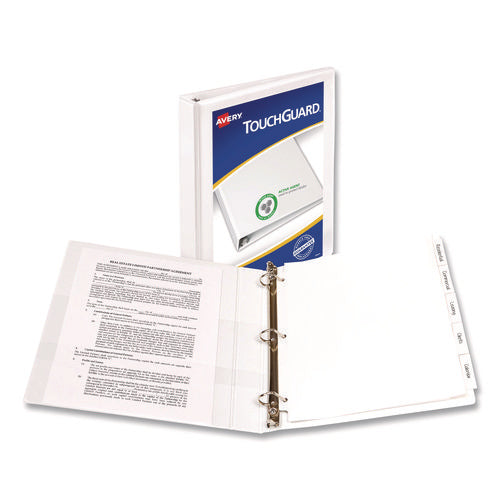 Touchguard Protection Heavy-duty View Binders With Slant Rings, 3 Rings, 1" Capacity, 11 X 8.5, White