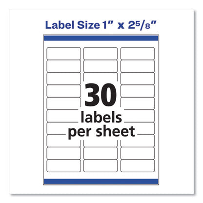 Easy Peel White Address Labels With Sure Feed Technology, Inkjet Printers, 1 X 2.63, White, 30/sheet, 10 Sheets/pack