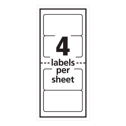 Mini-sheets Mailing Labels, Inkjet/laser Printers, 2 X 4, White, 4/sheet, 25 Sheets/pack