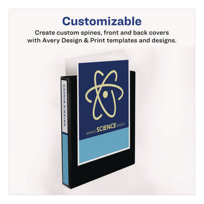 Mini Size Protect And Store View Binder With Round Rings, 3 Rings, 1" Capacity, 8.5 X 5.5, Blue