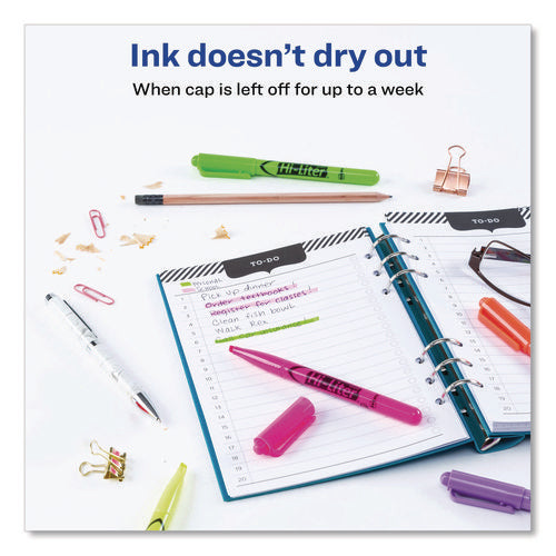 Hi-liter Pen-style Highlighters, Assorted Ink Colors, Chisel Tip, Assorted Barrel Colors, 6/set