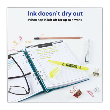 Hi-liter Pen-style Highlighters, Fluorescent Yellow Ink, Chisel Tip, Yellow/black Barrel, Dozen