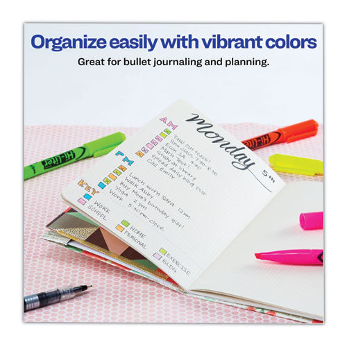 Hi-liter Pen-style Highlighters, Fluorescent Pink Ink, Chisel Tip, Pink/black Barrel, Dozen