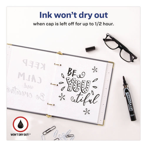 Marks A Lot Large Desk-style Permanent Marker With Metal Pocket Clip, Broad Bullet Tip, Black