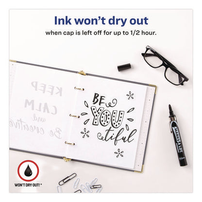 Marks A Lot Large Desk-style Permanent Marker With Metal Pocket Clip, Broad Bullet Tip, Black