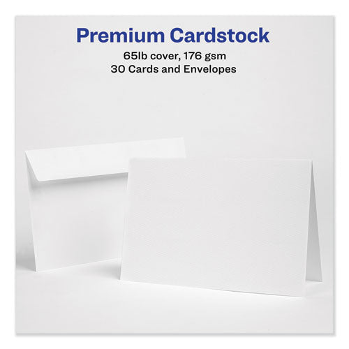 Half-fold Greeting Cards With Envelopes, Inkjet, 65 Lb, 5.5 X 8.5, Textured Uncoated White, 1 Card/sheet, 30 Sheets/box