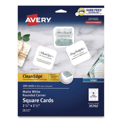 Clean Edge Square Cards, Inkjet, 2.5 X 2.5, 9 Cards/sheet, 20 Sheets/pack