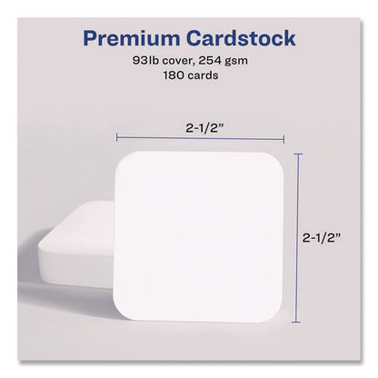 Clean Edge Square Cards, Inkjet, 2.5 X 2.5, 9 Cards/sheet, 20 Sheets/pack