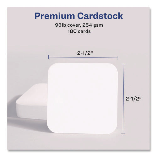Clean Edge Square Cards, Inkjet, 2.5 X 2.5, 9 Cards/sheet, 20 Sheets/pack