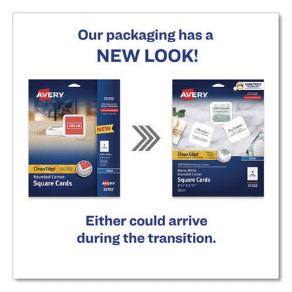 Clean Edge Square Cards, Inkjet, 2.5 X 2.5, 9 Cards/sheet, 20 Sheets/pack