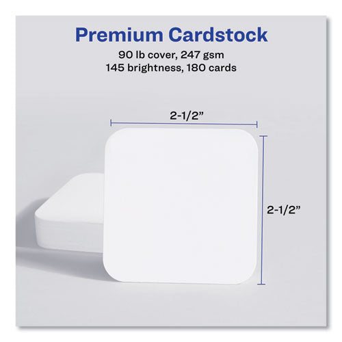 Square Clean Edge Cards With Sure Feed Technology, Laser, 2.5 X 2.5, White, 9 Cards/sheet, 20 Sheets/pack