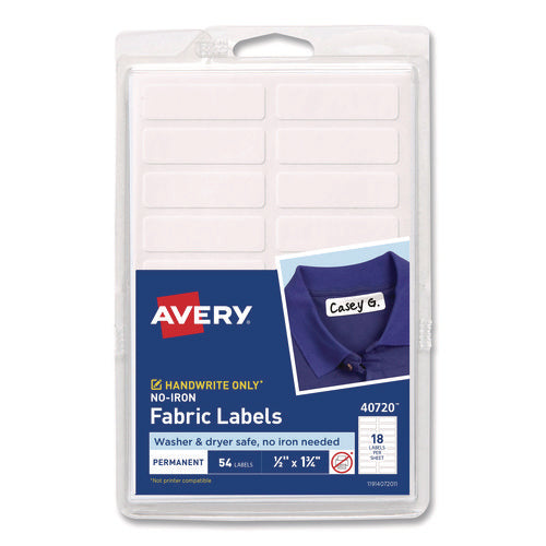 No-iron Fabric Labels, 0.5 X 1.75, White, 18/sheet, 3 Sheets/pack